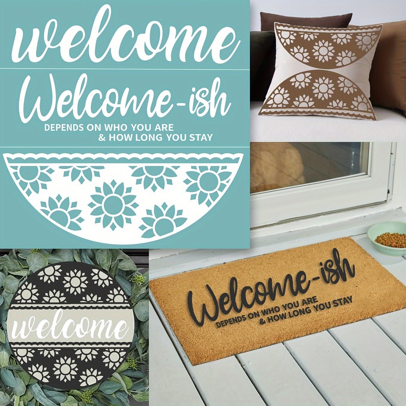 Welcome Home Reusable Silk Screen Stencils Self adhesive - Temu