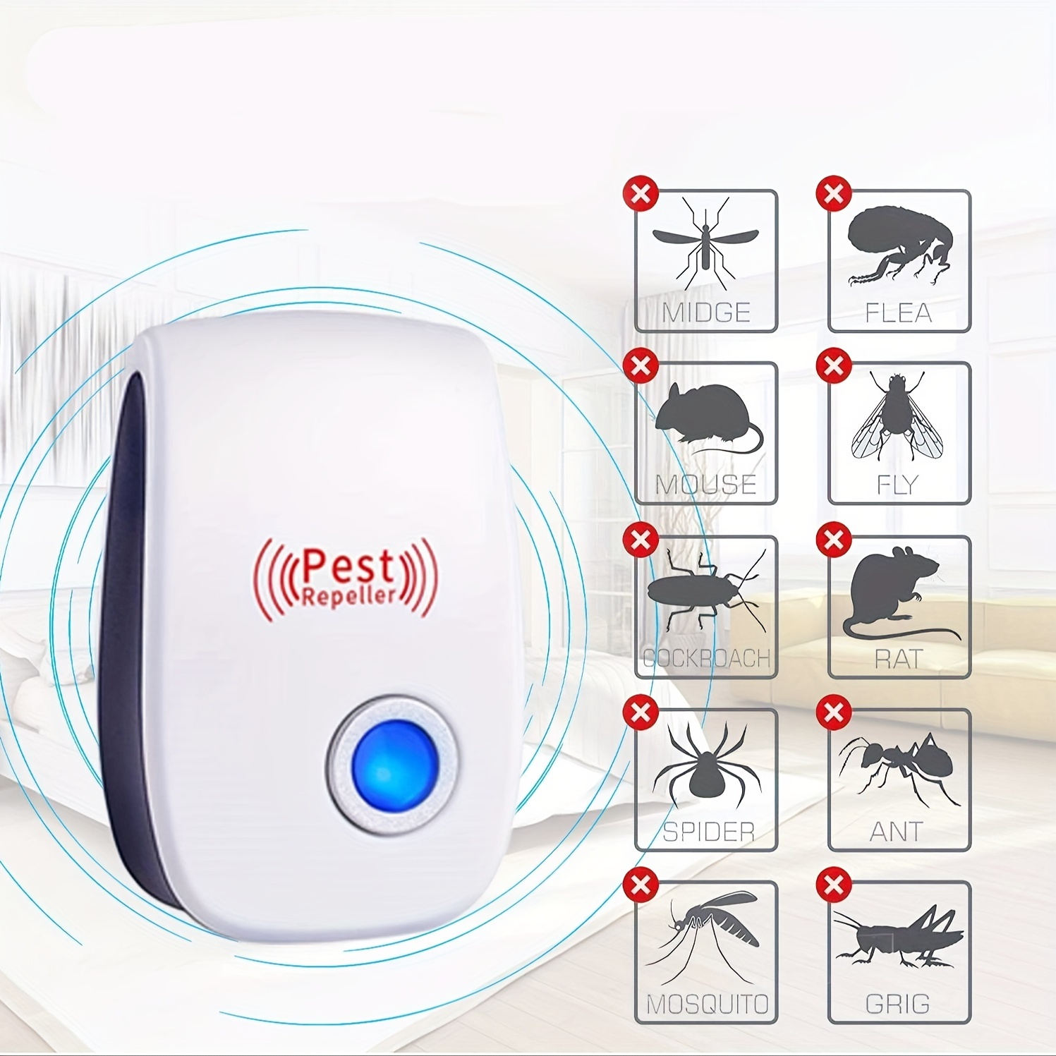 Ultrasonic Pest Insect Rodent Repeller Electronic Plug-In Mice Rat  Cockroach Bug