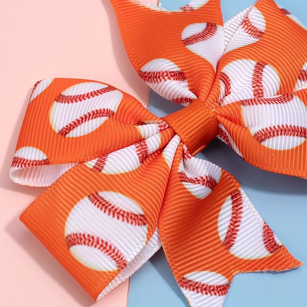 Large Softball Ribbon Hair Bows | Boutique Baseball for Girls White