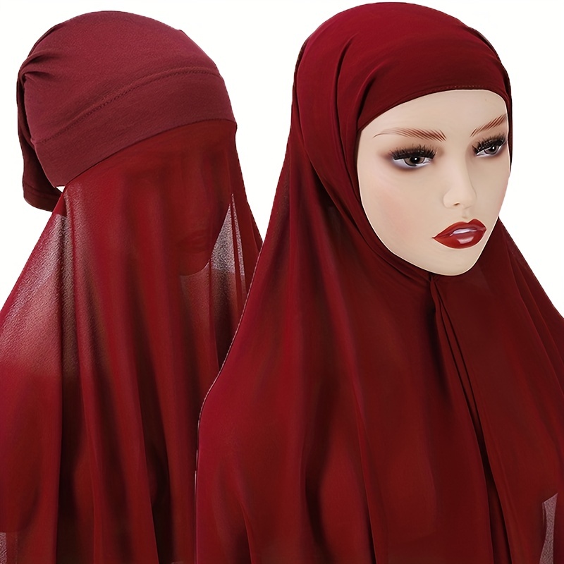 Solid Chiffon Hijab Soft Head Wrap Scarf Casual Turban Sunscreen Shawl
