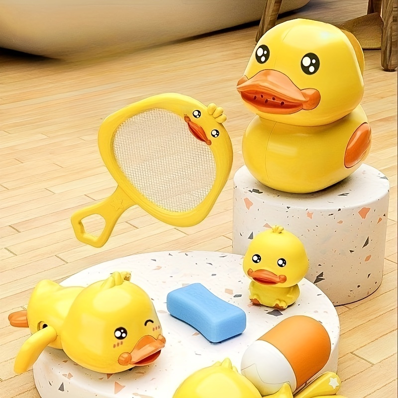 Children's Little Yellow Duck Bath Toy Bathroom Net Fishing - Temu