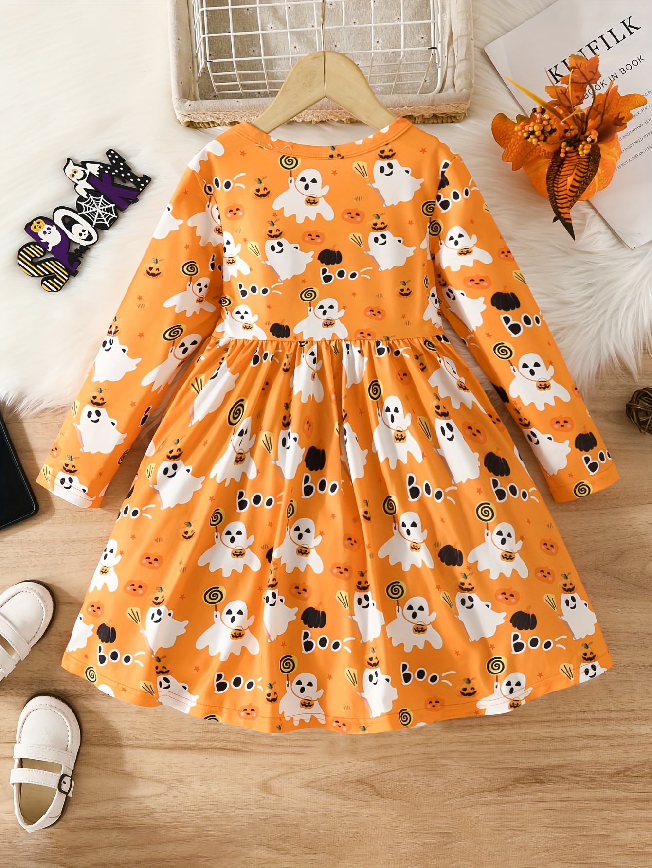 wybzd Halloween Baby Girl Princess Dress Pumpkin Print Patchwork