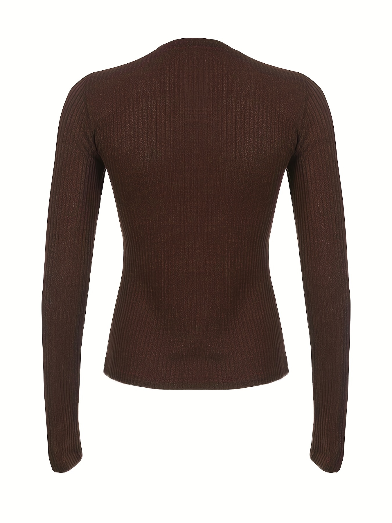 Ribbed Button Front T-Shirt, Casual Long Sleeve Top For Spring Fall,  Women's Clothing