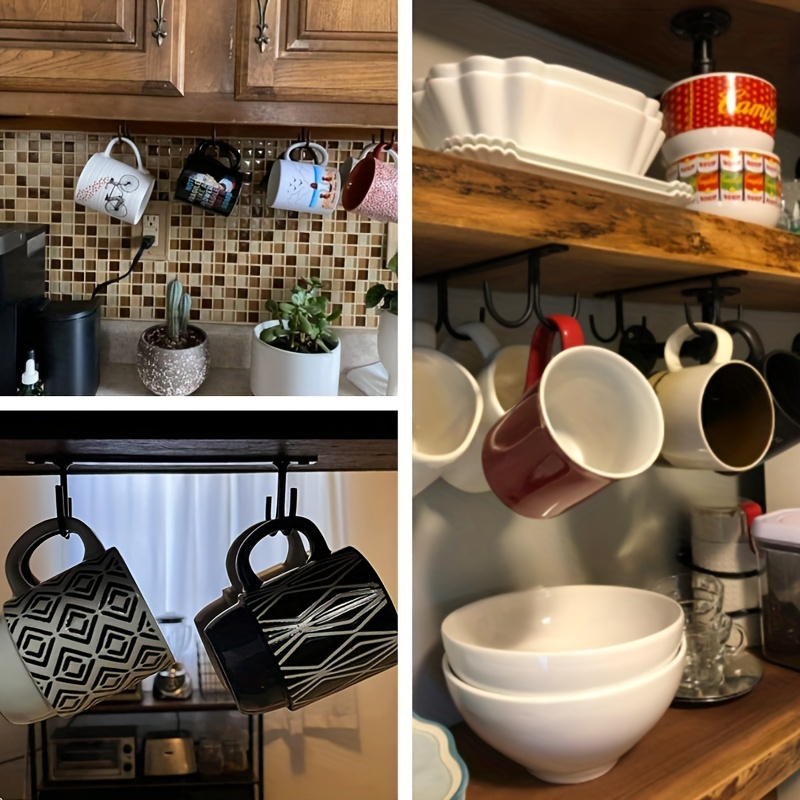 Estante para tazas de café montado en la pared, soporte para tazas de café,  soporte de pared para tazas de cocina o barra de café para exhibición o