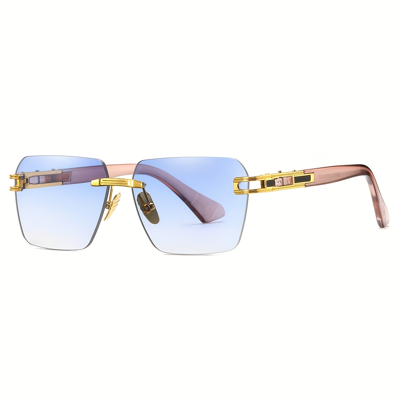Men's Rectangular Metal Rimless Sunglasses
