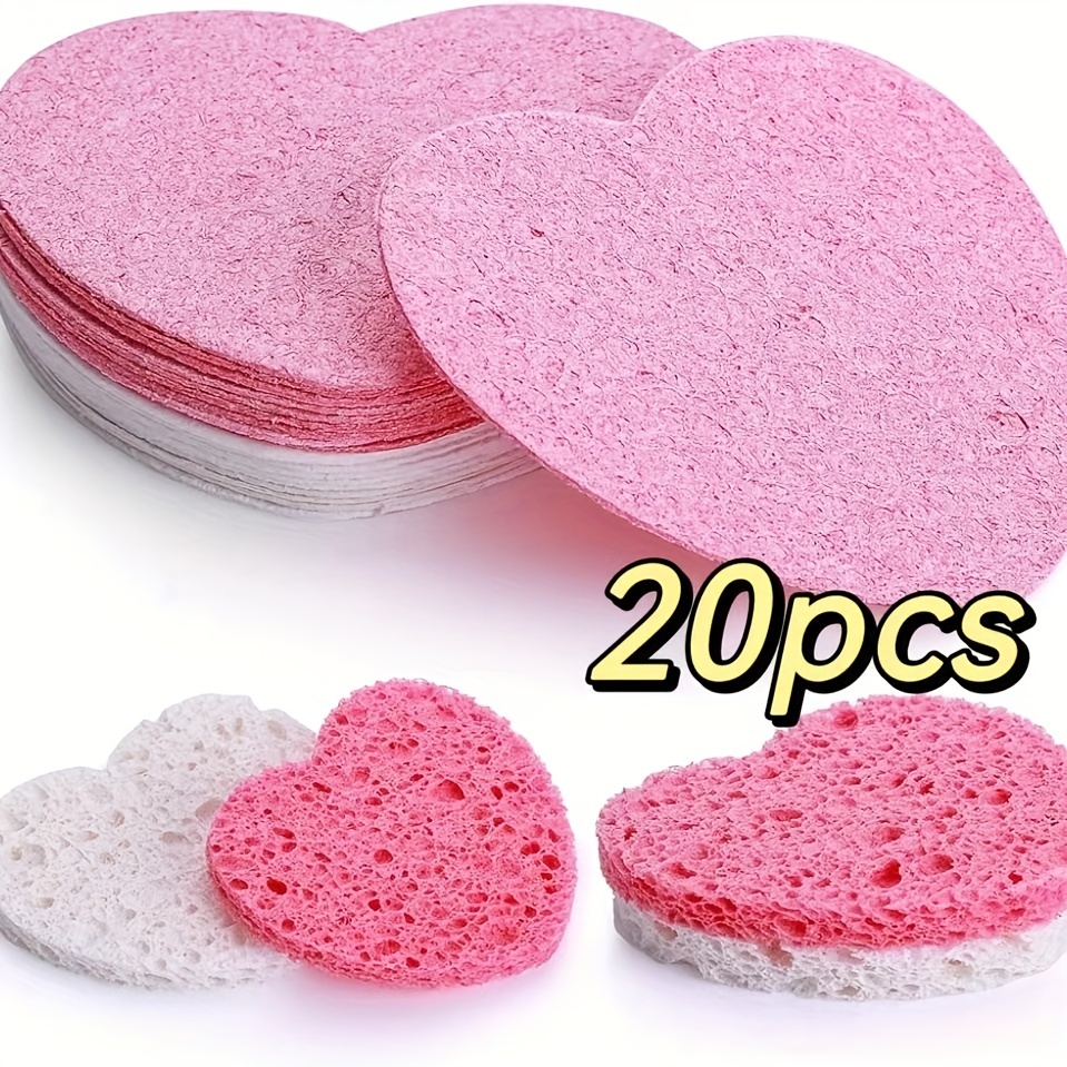 10/20/30 Count Compressed Facial Sponges Heart Shape - Temu