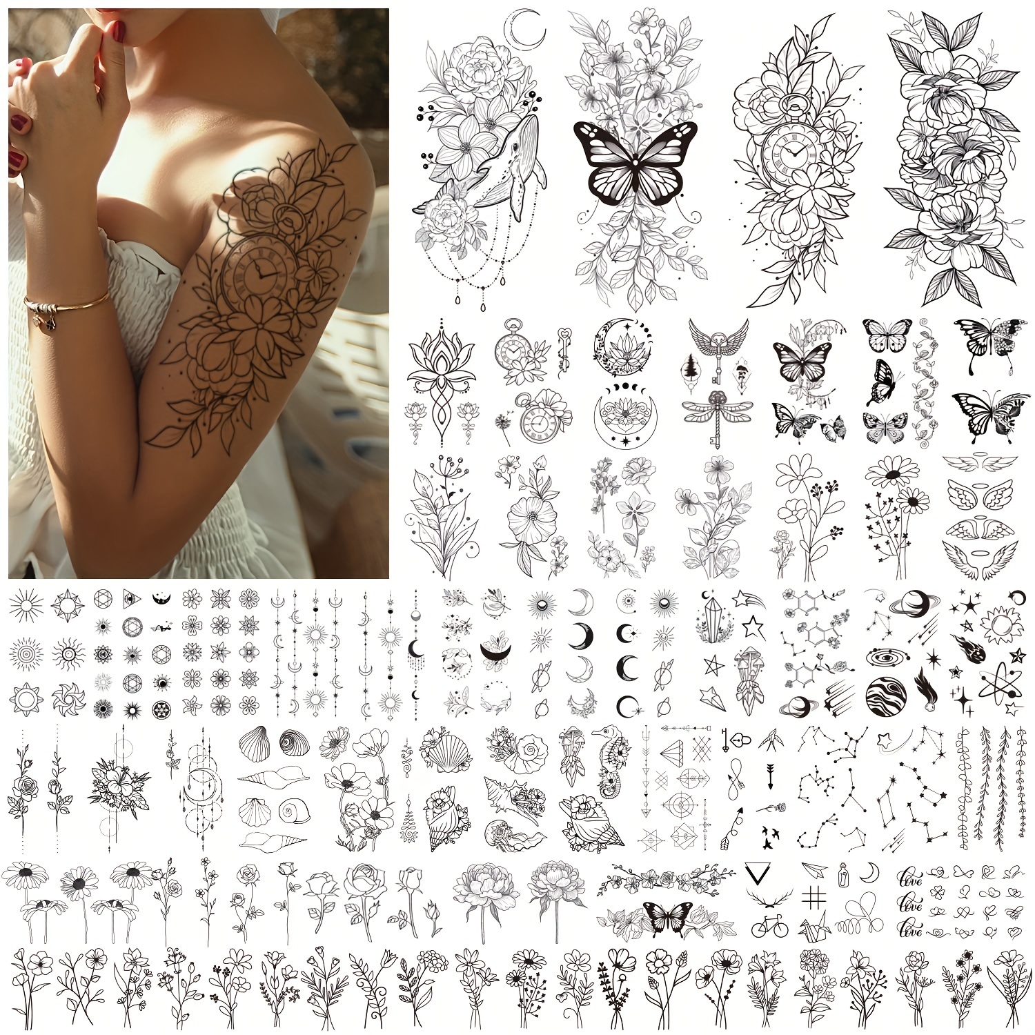 275 Styles Temporary Tattoos Women Fake Tattoo Stickers Look - Temu Belgium