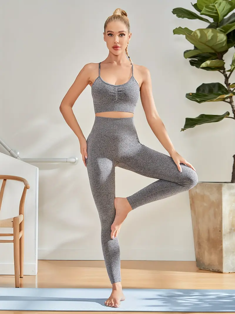 Solid Seamless Yoga Pants High Waist Hip Lifting Fitness - Temu