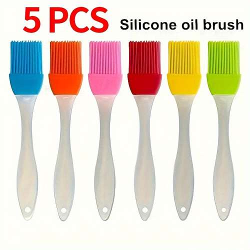 1/5pcs BBQ Oil Brush, Heat-resistant Oil Brush, Barbecue Tool, Kitchen Small Tools, Kitchen Accessories, Household Kitchen Supplies