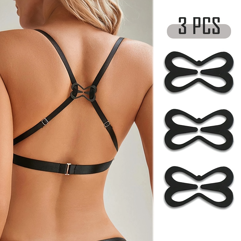 3pcs Mixed Color Back Bra Control Clip, For Concealing Bra Straps,  Cross-shaped With Anti-slip Buckle, Women's Underwear And Lingerie  Accesories