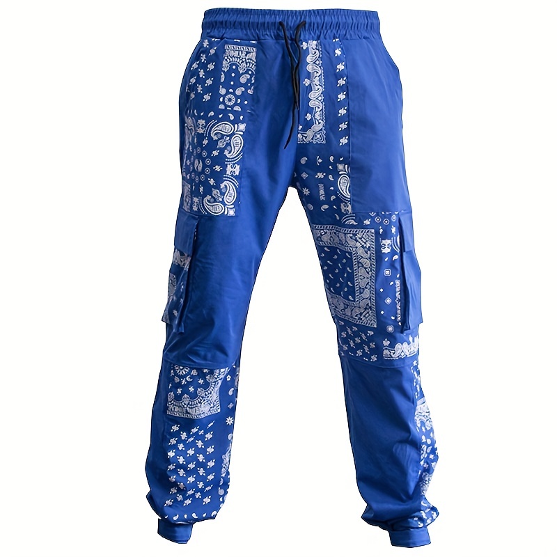 Trendy Bandana Pattern Color Block Cargo Pants Men's Multi - Temu