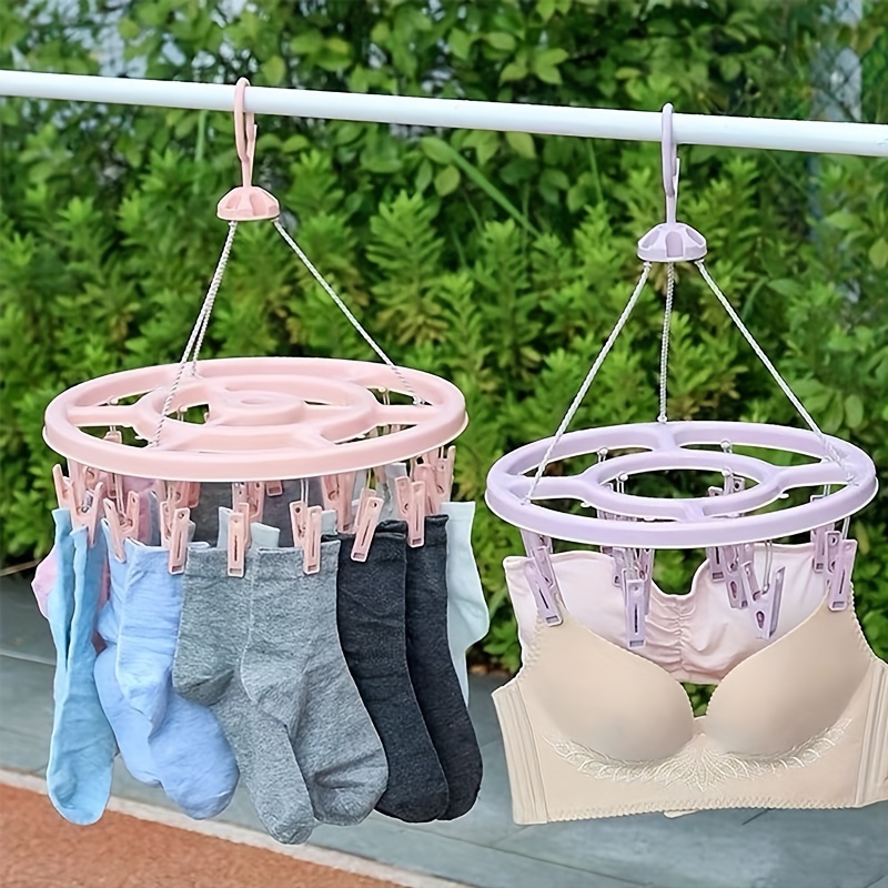 Round Sock Dryer With 18 Pegs Home Round Socks Dryer Underwear Hanger Foldable  Clothes Dryer With 18 Clothespins For Balcony 