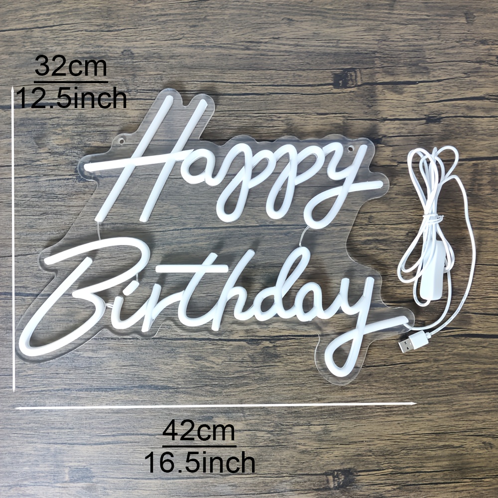 42x30cm Happy Birthday Neon Sign Light Sign for Birthday Party Home  Decoration Switch USB Powered Kids Gift