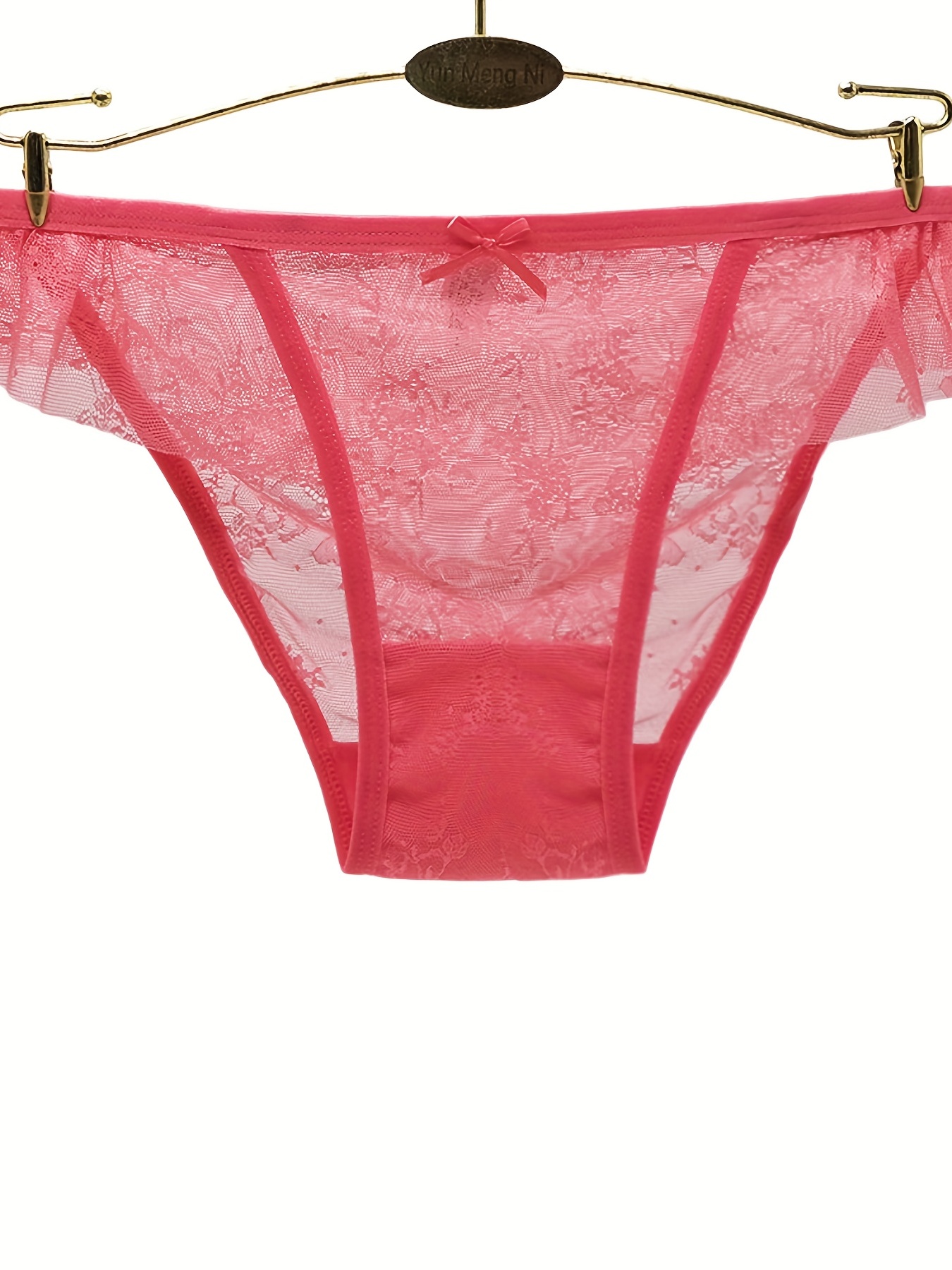 Buy Women Mesh Briefs See Through Panties with Bow Tie Underwear