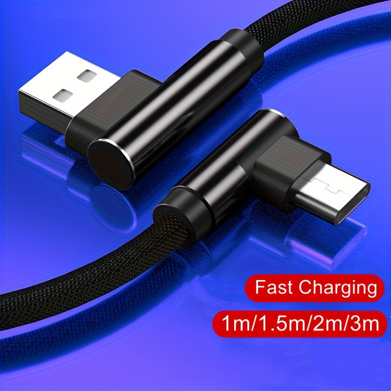 

1pc Usb Type C Charge Cable 90-degree Elbow Fast Charging Cable 1 M/1.5 M/2 M/3 M Data Cable