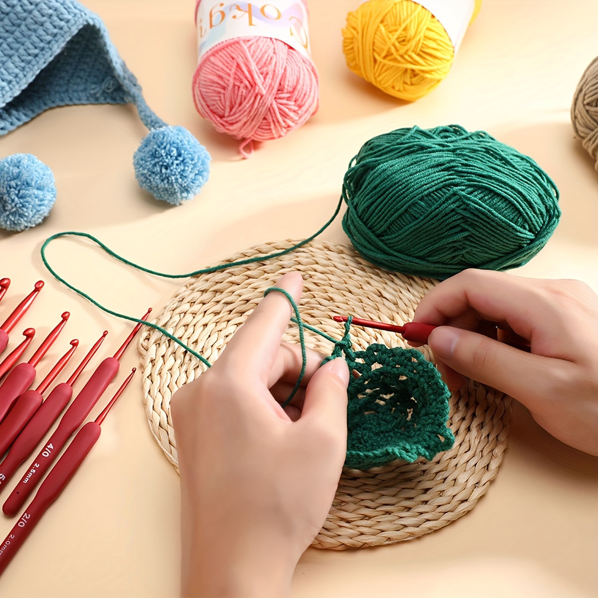 Aluminum Crochet Hook Plastic Handle Sewing Knitting Crocheting
