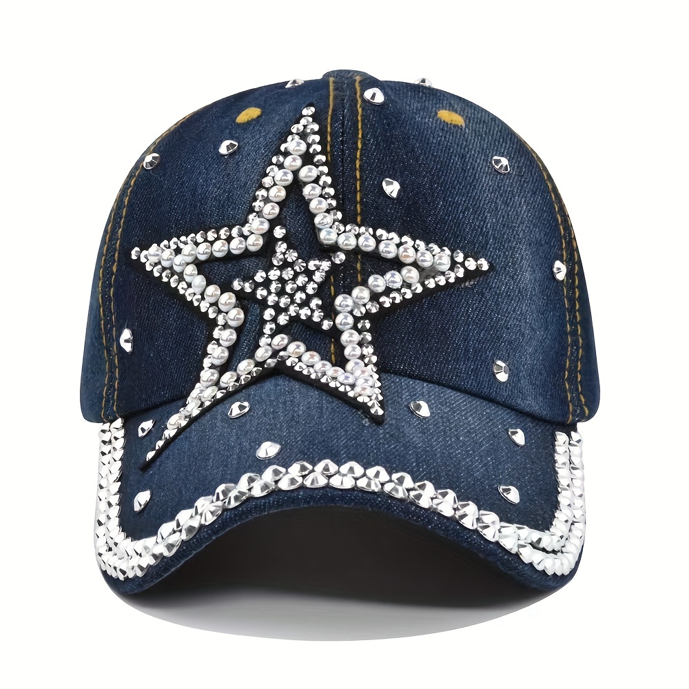 Shiny Rhinestone Letter Baseball Cap Women Casual Cotton Hip Hop