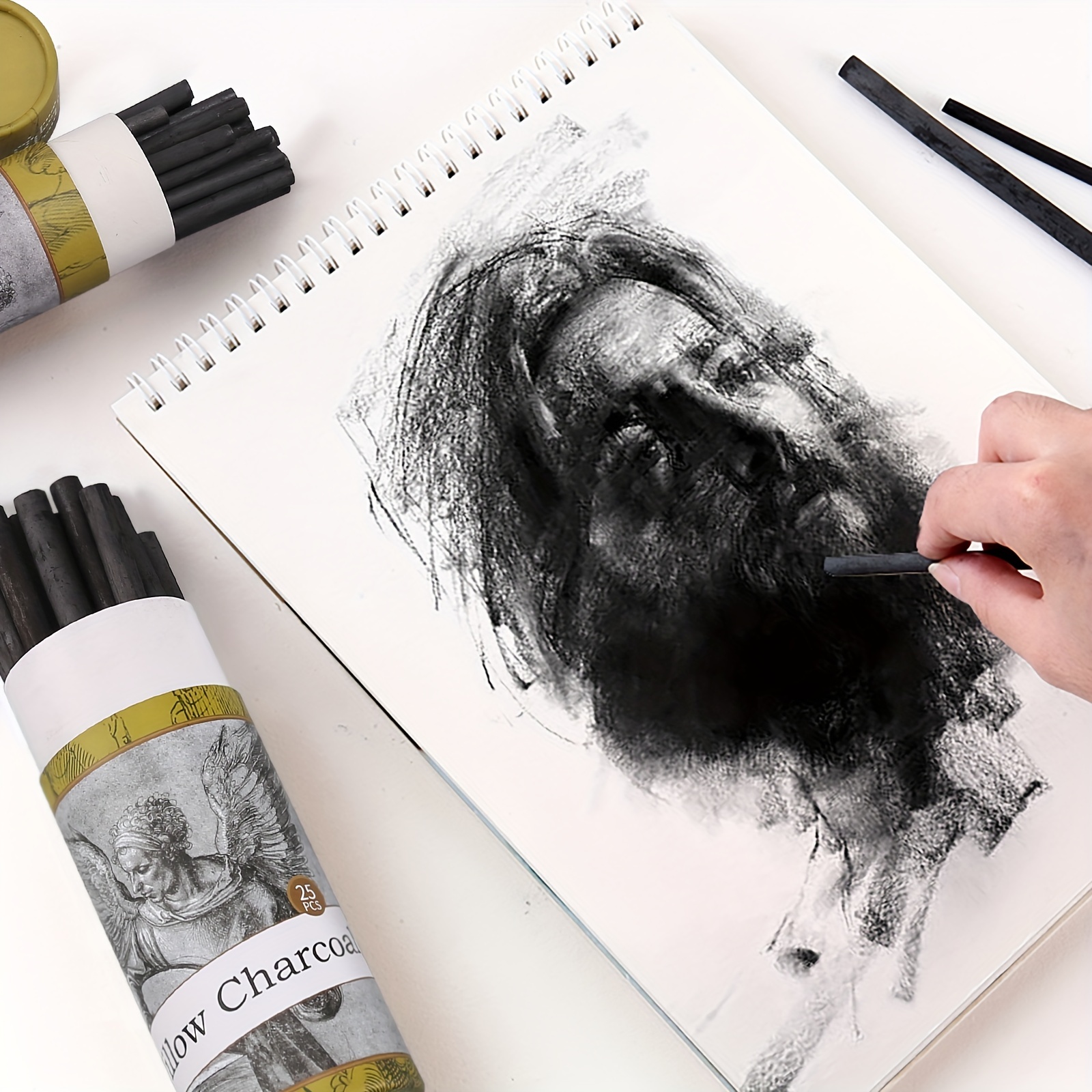 10pcs Vine Charcoal Sticks Willow Artist Soft Charcoal Pencil Sticks  Drawing Art Set in Tin Box 4 Sizes Charcoal Drawing Chalks Art Medium for  Sketching Drawing Shading