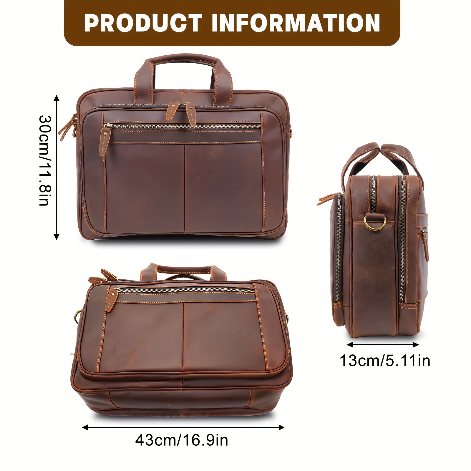 WESTAL Man's Briefcase Bag Men's Genuine Leather Laptop Bags