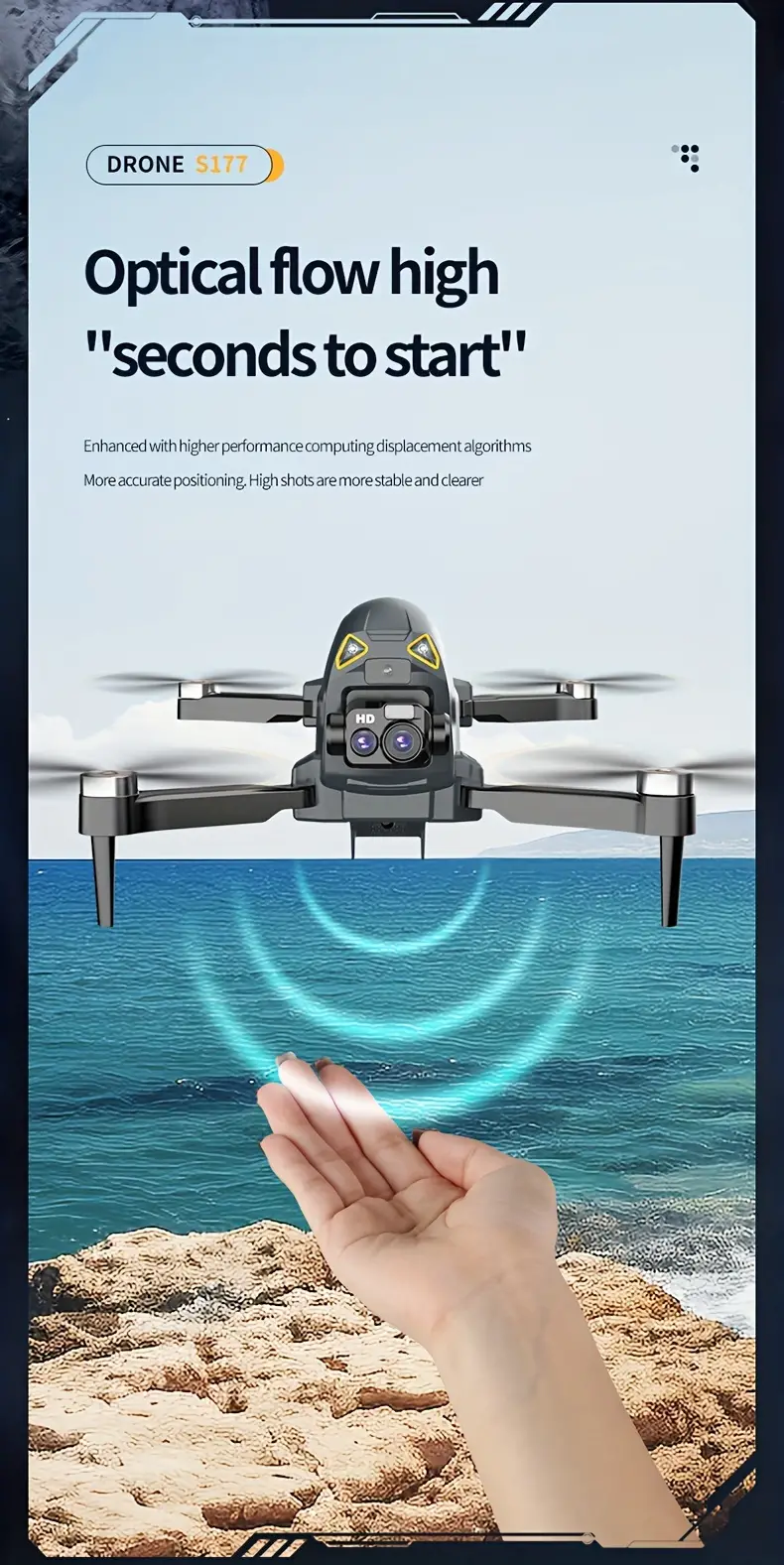 brushless drone optical flow positioning foldable and portable six way band gyroscope two gears fast and slow headless mode details 6