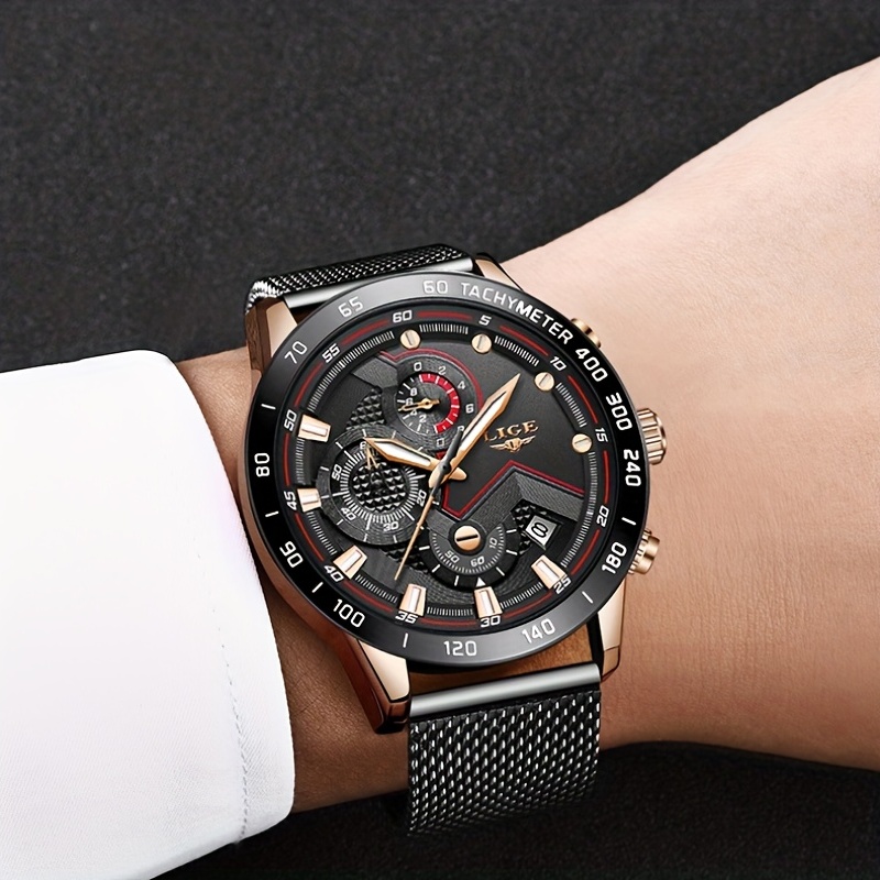 2023 New Fashion Mens Watches Stainless Steel Top Brand Luxury Sport  Chronograph Quartz WithWatch For Men Relogio Masculino