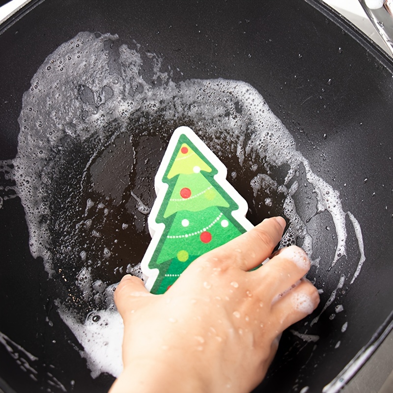  Domensi 8 Pcs Christmas Sponges Kitchen Dual Sided Dish Sponges  for Washing Dishes Santa Christmas Tree Gingerbread Man Household Cleaning  Sponges Dishwasher Sponge Non Scratch Scouring Pad for Dish : Health