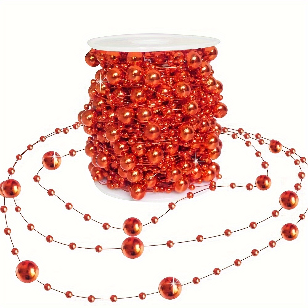 Extra Long Red Bead Garland, Plastic Red Bead String, Fixed Red Bead String  for Christmas Tree, Red Bead Garland 