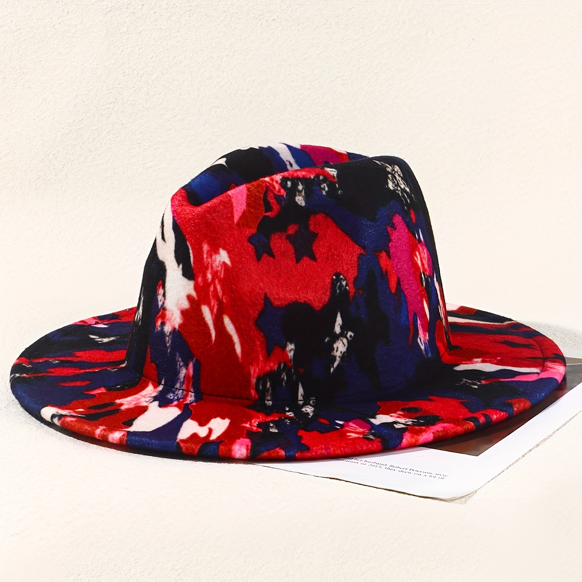 Tie Dye Print Fedora Cap Trendy Y2K Graffiti Felt Hats Unisex Hip Hop Jazz  Hat Panama Sun Hats For Women & Men