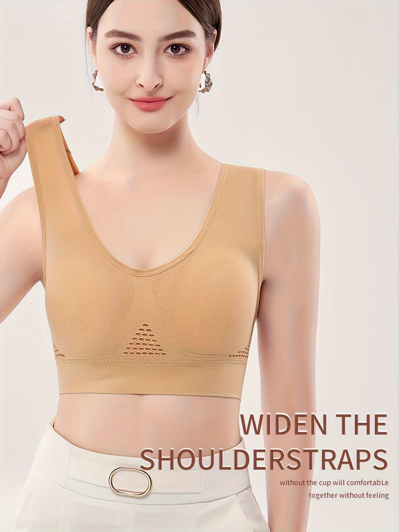 Women's Breathable Thin Sports Bra, Seamless Wire-free Comfortable Bra