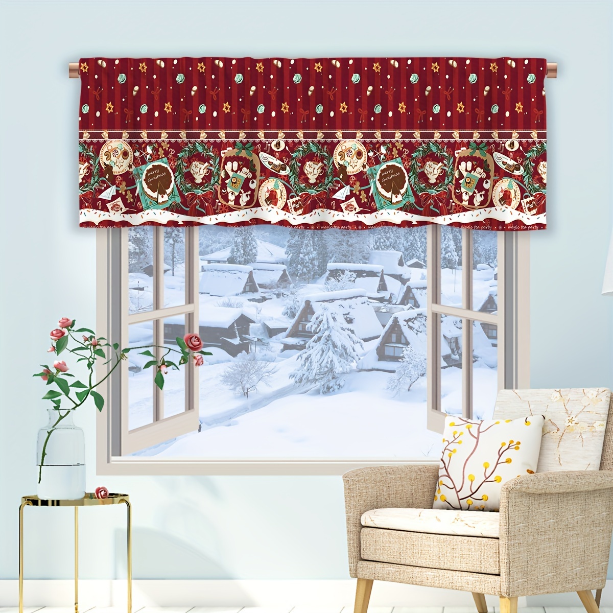 Modern Retro Style Valance Cake Drink Digital Printing - Temu Canada