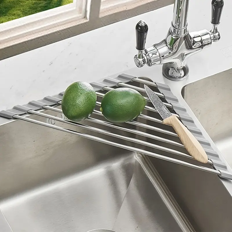 Stainless Steel Foldable Dish Drying Rack Over Sink Corner - Temu