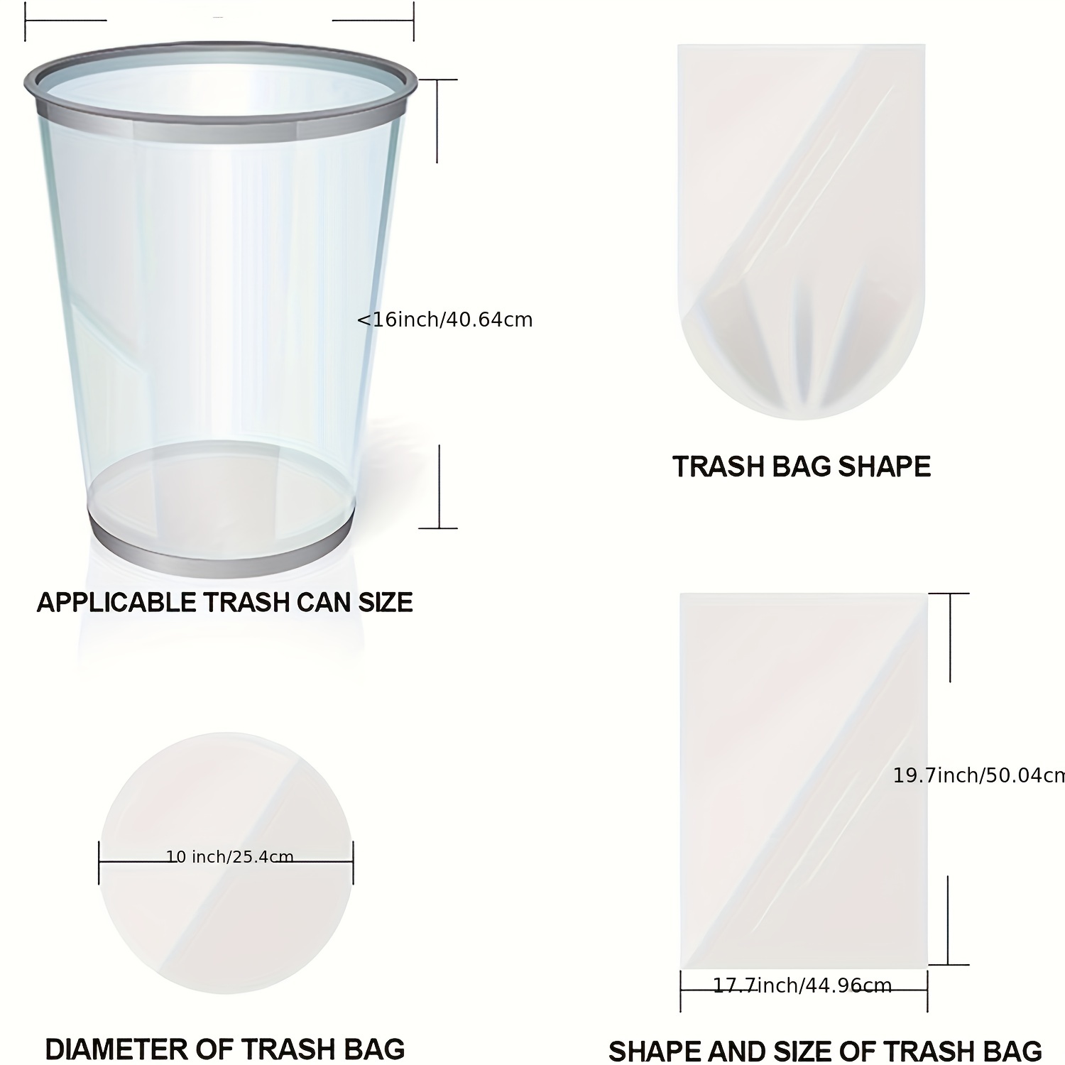 4 Gallon Trash Bag -220 Count (15 Liter) -Unscented 4 Gallon Garbage Bags for Bathroom, Kitchen, Bedroom, Men's, White