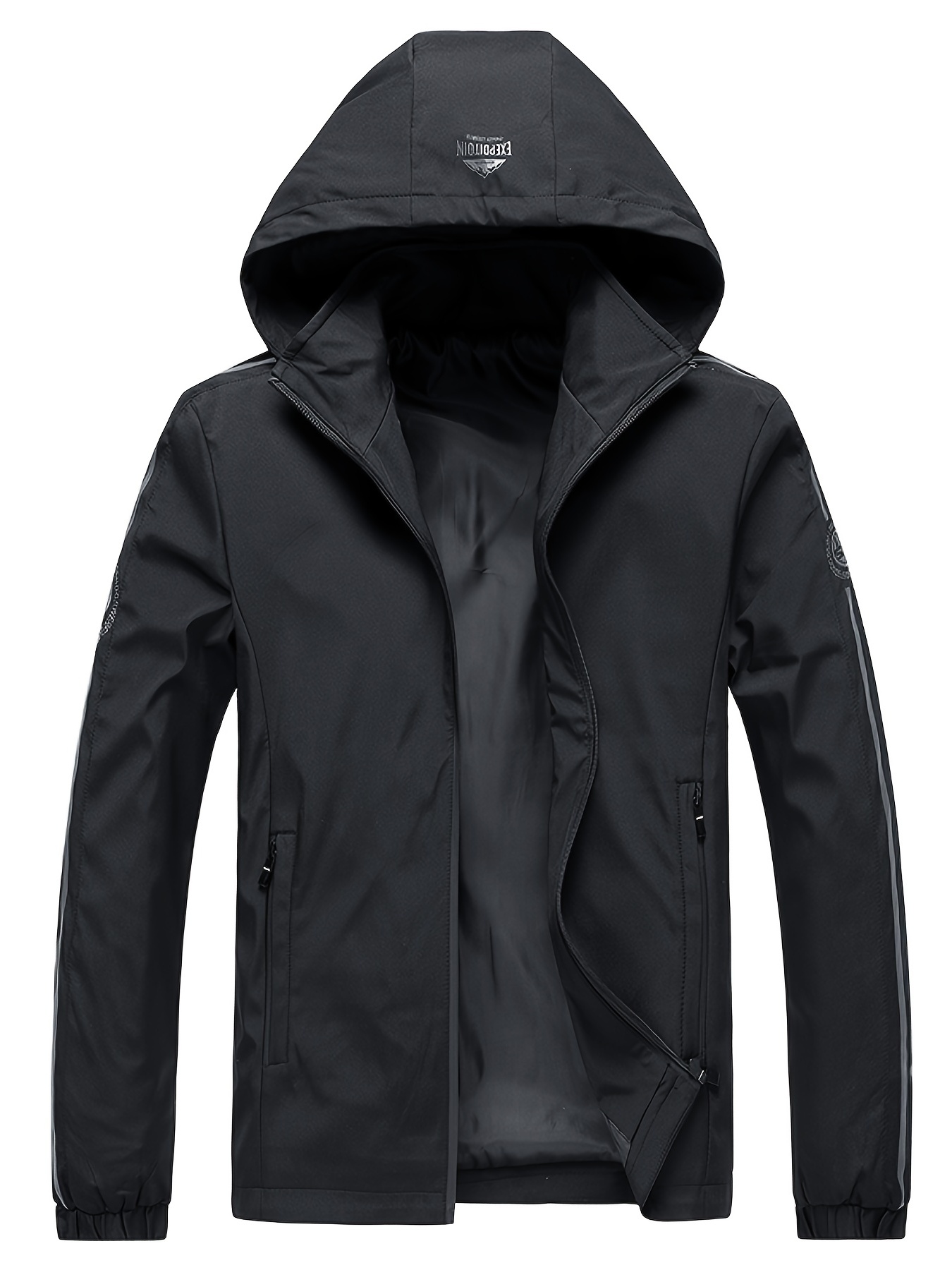 Jacket Black Full-Zip Hooded Windbreaker Oc Tiger