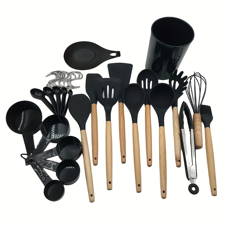 Kitchen Cooking Utensils Set, 24 pcs Non-stick Silicone Cooking Kitchen  Utensils