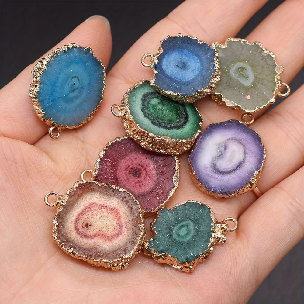 5pcs Agate Irregular Round Gemstone Pendant for DIY Necklace Bracelet
