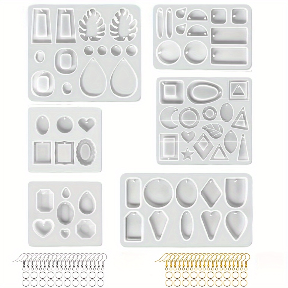 Willbond 160 Pieces Resin Earring Molds Set Silicone Pendant Mould Silicone  Pendant Resin Moulds with Hanging Hole Jewelry Making DIY