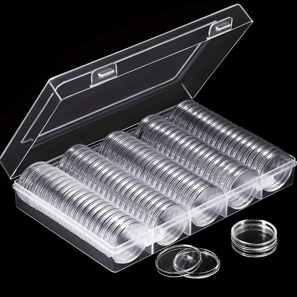 Coin Holder Capsules Clear Round Plastic Coin Container Case - Temu