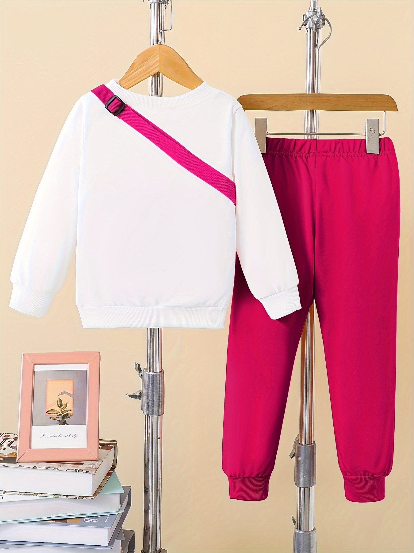Girls Trendy Sets Solid Sweatshirt Jogger Pants Bag Sets - Temu Canada