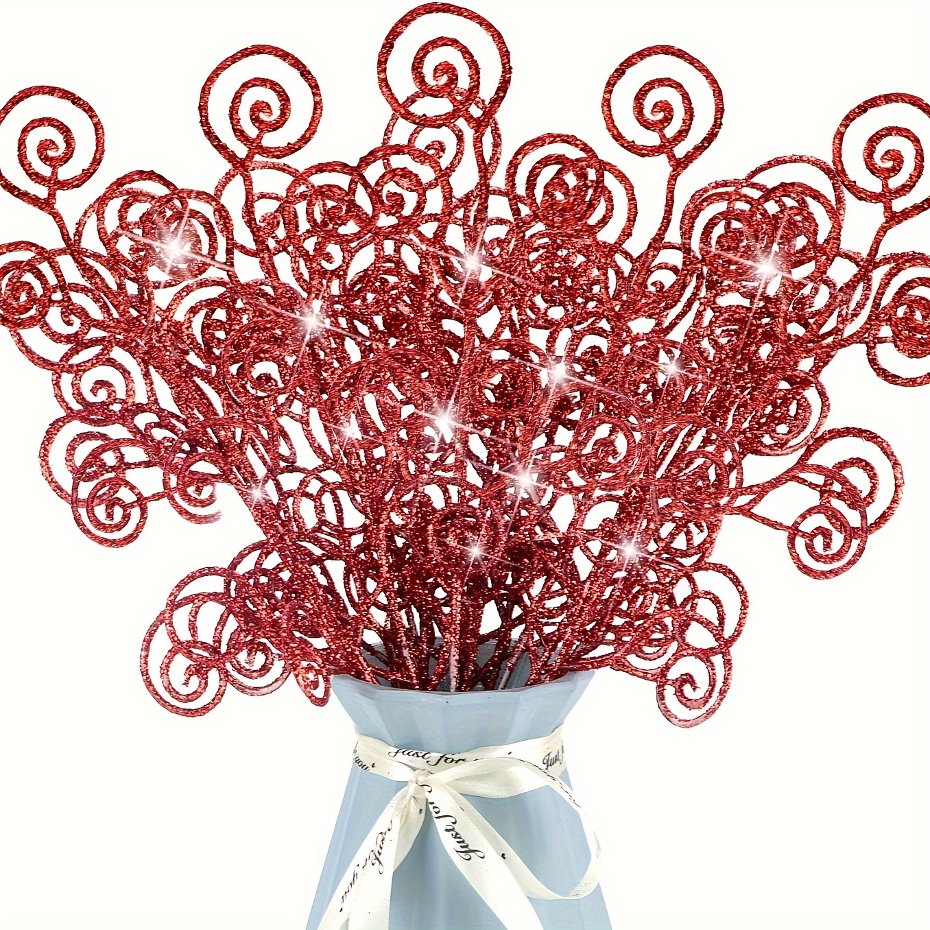 20pcs Artificial Stem Picks Ornaments, Curly Tree Picks And Sprays Twigs  Glitter Branch, 12 Inch Decorative Candy Shape Sticks For Halloween  Christmas