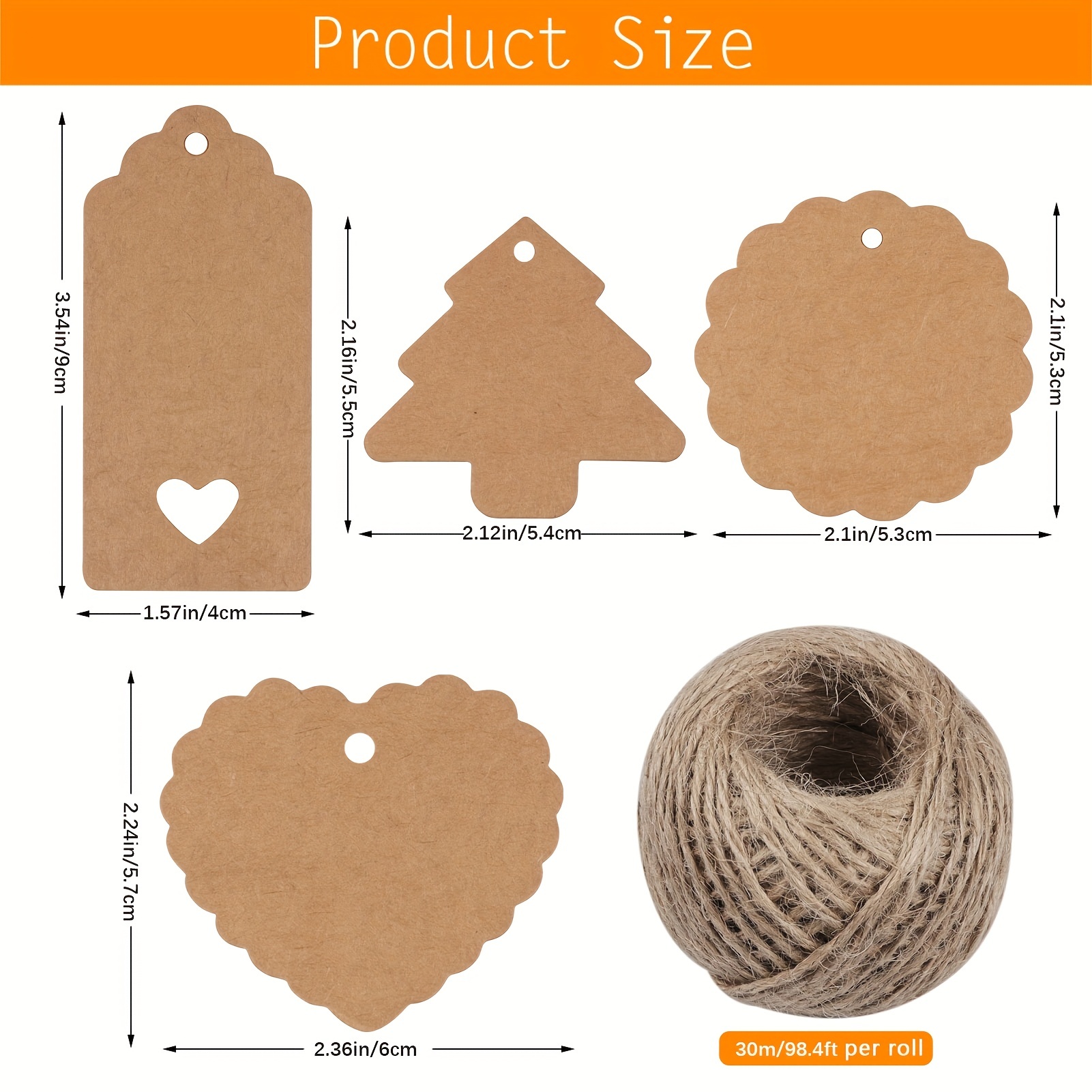 200Pcs Kraft Paper Tags, Kraft Paper Gift Tags Craft Hang Tags with Natural  Twine, Blank Kraft Gift Tags for Crafts Holiday Gifts Arts 2.75 x 1.57