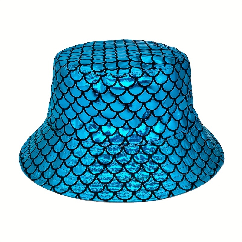 Bright Laser Fish Scale Bucket Hat Trendy Hip Hop Music - Temu Australia