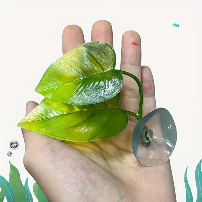 2 Pack Betta Fish Leaf Pad Natural Habitat Breeding Resting Suction Cup  Double Leaf Design, Free Shipping New Users