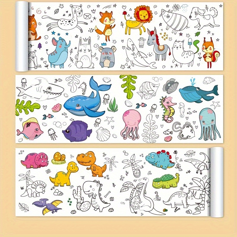 New Hot Childrens Drawing Roll Paper For Kids,coloring Paper Roll Diy  Painting Color Filling Paper,children's Drawing Roll Sticky Drawing Art  Paper C