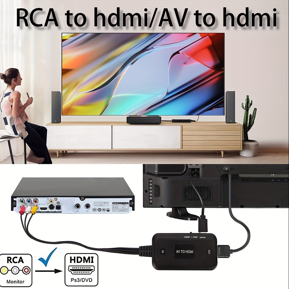 Convertisseur RCA Vers HDTV AV Vers HDTV, Adaptateur Convertisseur Audio  Vidéo CVBS Composite RCA 1080P, Prenant En Charge PAL/NTSC, Adapté Pour TV/PC/PS3/STB/Xbox  VHS/magnétoscope/lecteur DVD Blu Ray - Temu Belgium