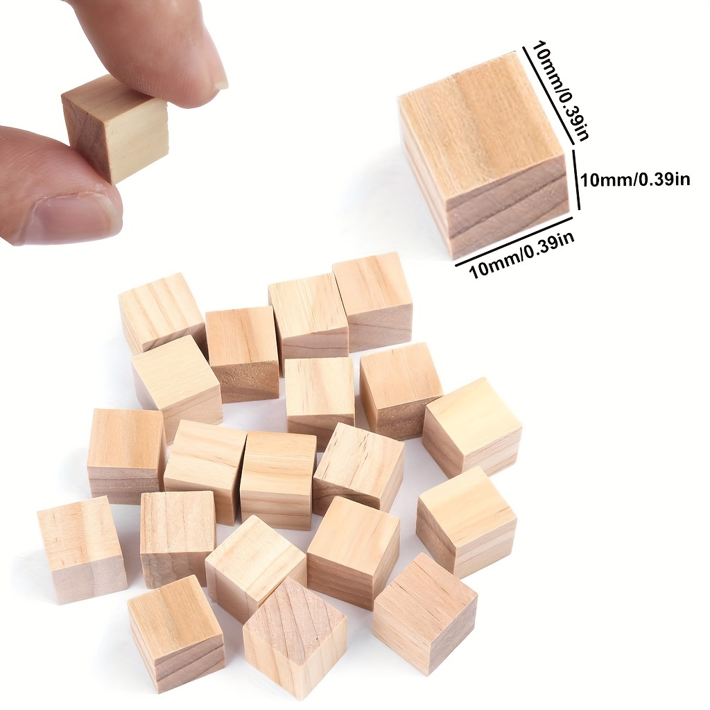 200 cubos de madera de 0.4 in, bloques de madera para manualidades, bloques  de madera natural sin terminar, cubos de madera, cubos de madera para