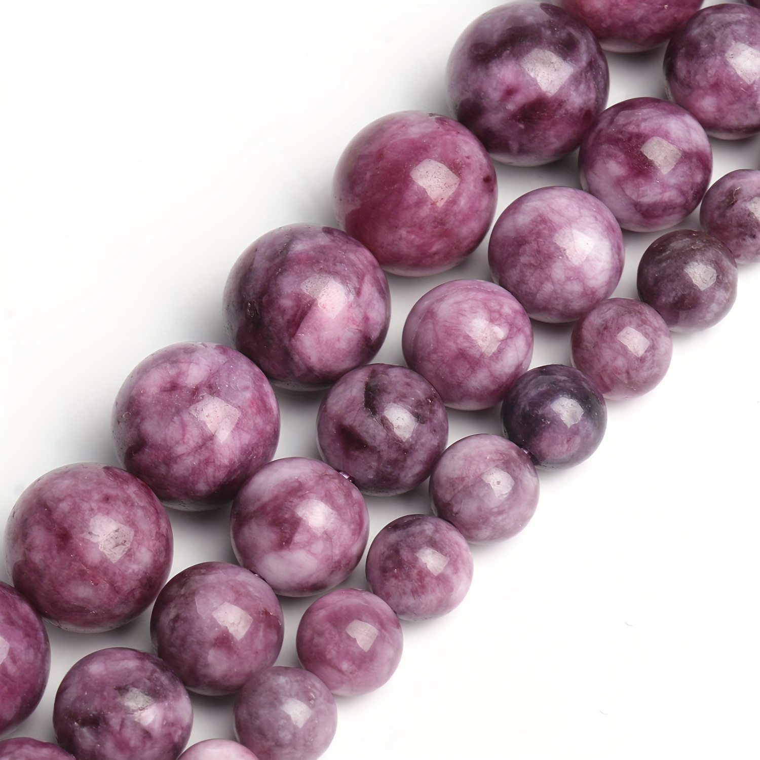 Natural Stone Light Purple Crystal Beads Round Loose Spacer - Temu