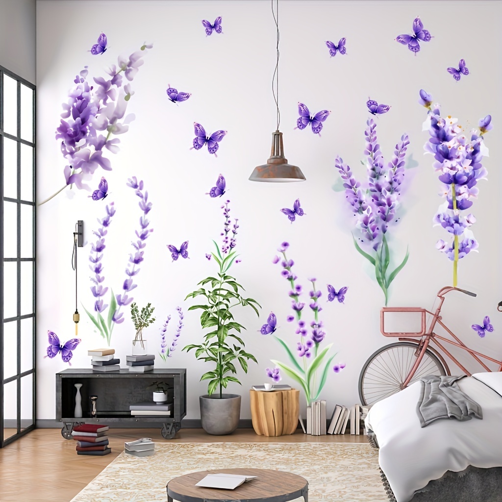 2 Stück Lila Lavendel Schmetterling Dekorative Wandaufkleber