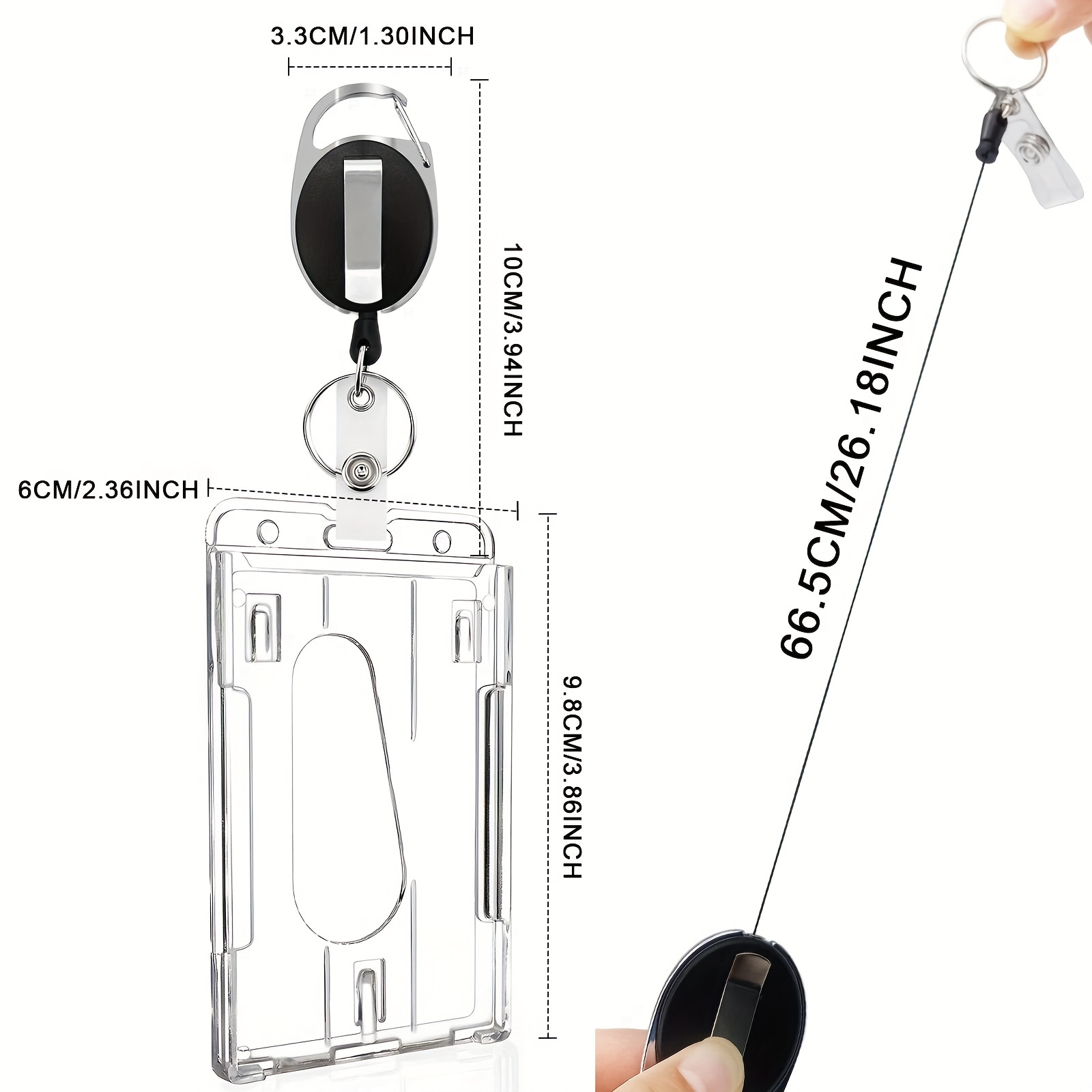 Hard Plastic Badge Holder, Clear Id Badge Name Card Holder With Easy Access  Thumb Slot,can Hold 2 Cards, Vertical Style - Temu