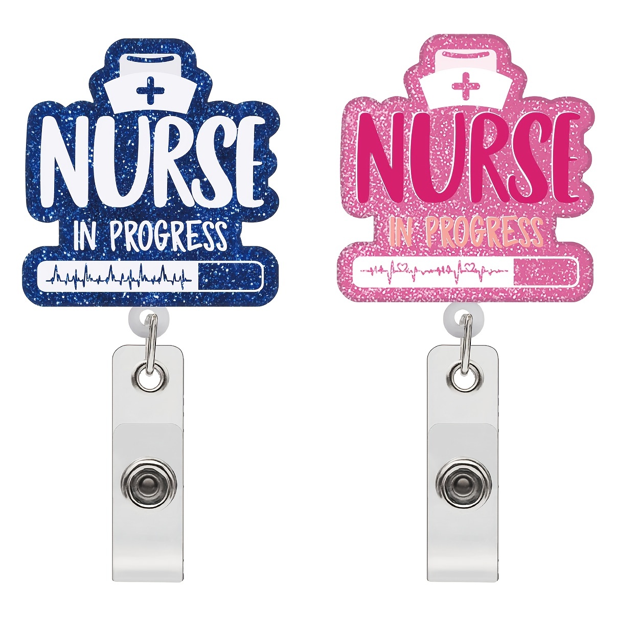 Nurse Retractable ID Clip Working Medical Badge Clip Shiny Nurse Flash  Badge Reel