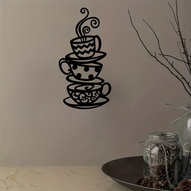 Steaming Coffee Cup Wall Decor / Whimsical Metal Hanging / Eden
